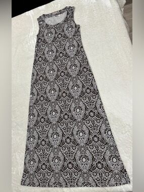 Chico's Black and White Patterned Maxi Skirt